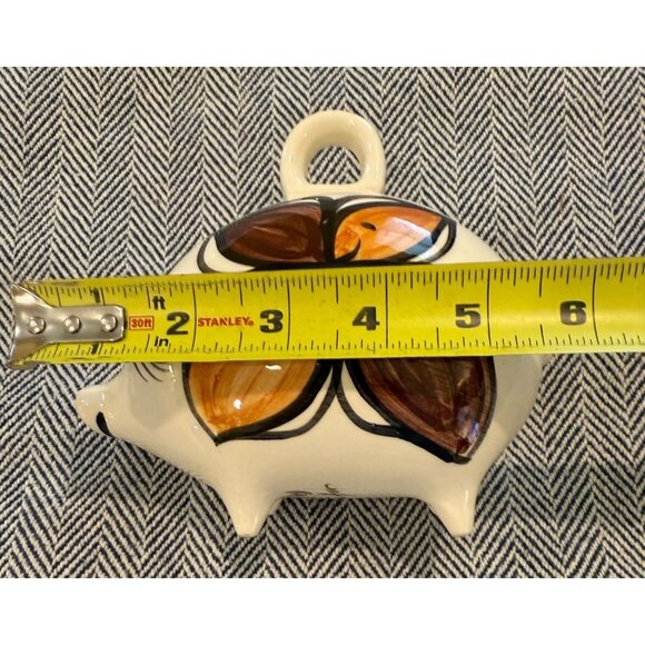 Hand-Painted Ceramic Piggy Bank With Floral Design By Mailani - Picture 8 of 10